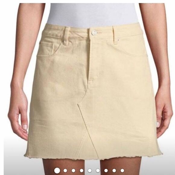 Kensie Yellow Cotton Denim Skirt Raw Edges Size 2 - Picture 1 of 12